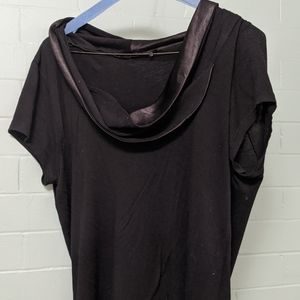 Tahari top L cowl neck with satin